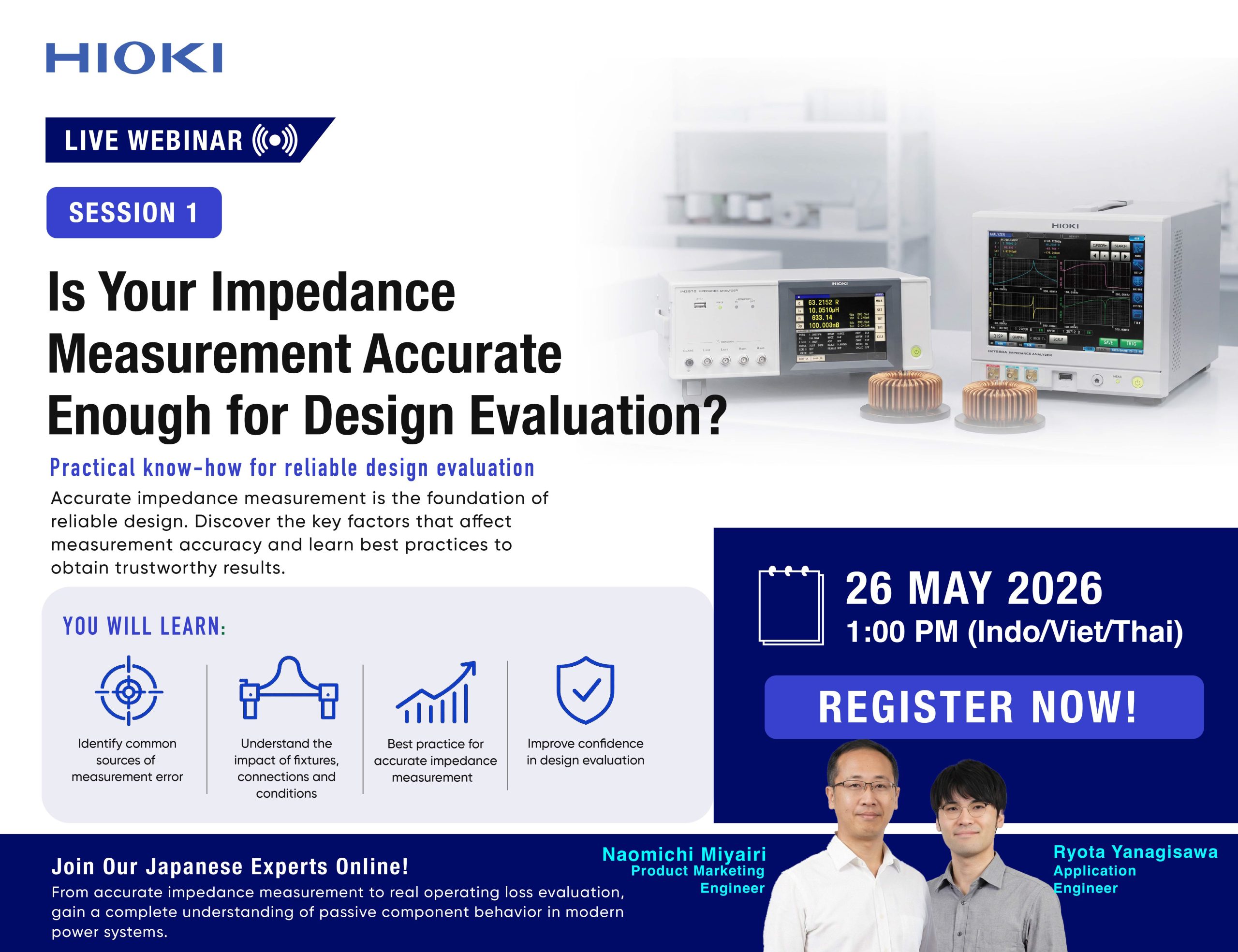 Webinar HIOKI "Bí quyết đo trở kháng chính xác cho ngành điện-điện tử"