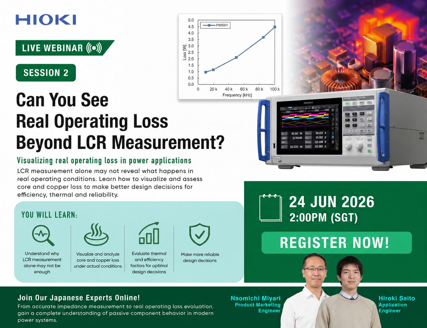 Webinar HIOKI: Phần 2: Nhìn thấy tổn hao thực tế vượt ra ngoài phép đo LCR