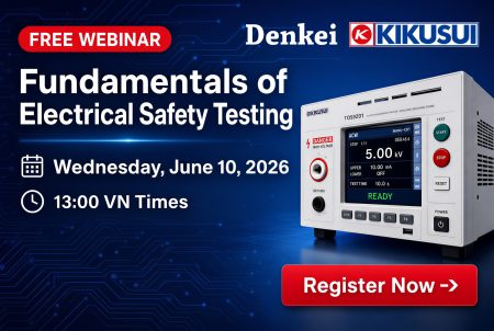 Banner webinar về an toàn điện của KIKUSUI